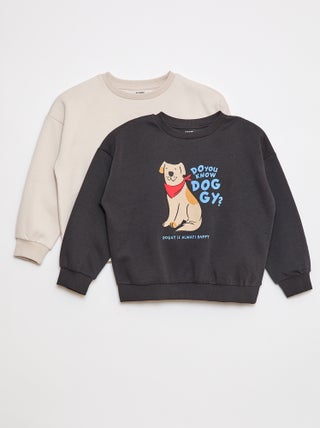 Lot de 2 sweats à col rond en molleton gratté
