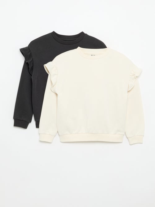 Lot de 2 sweats avec volants aux épaules - Kiabi