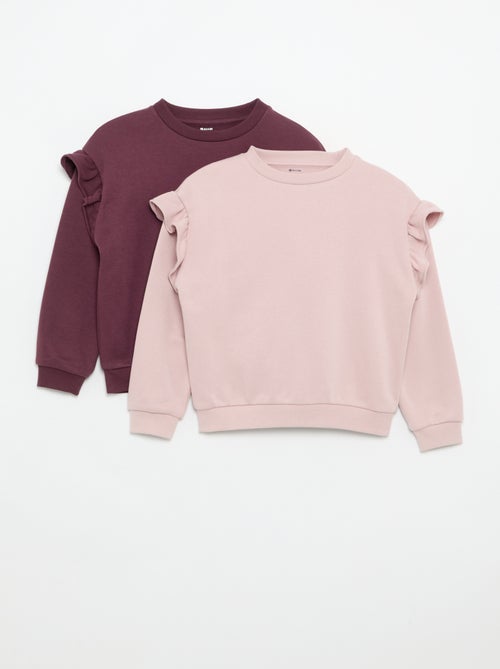 Lot de 2 sweats avec volants aux épaules - Kiabi