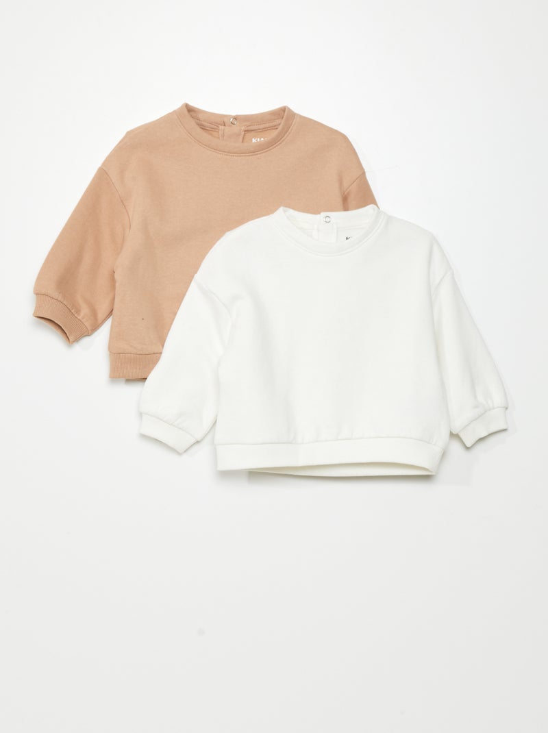 Lot de 2 sweats en molleton Blanc/nougat - Kiabi