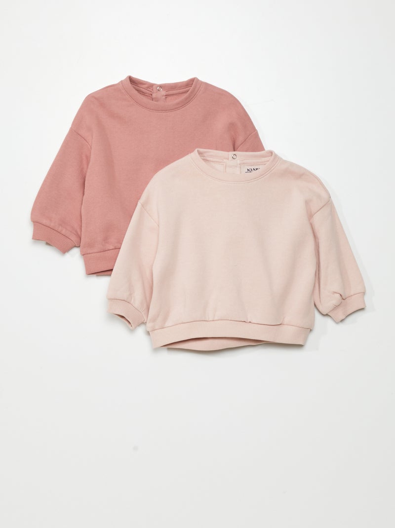 Lot de 2 sweats en molleton Rose/poudré - Kiabi