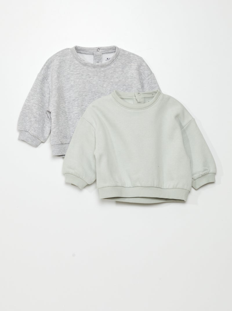 Lot de 2 sweats en molleton Vert/gris - Kiabi