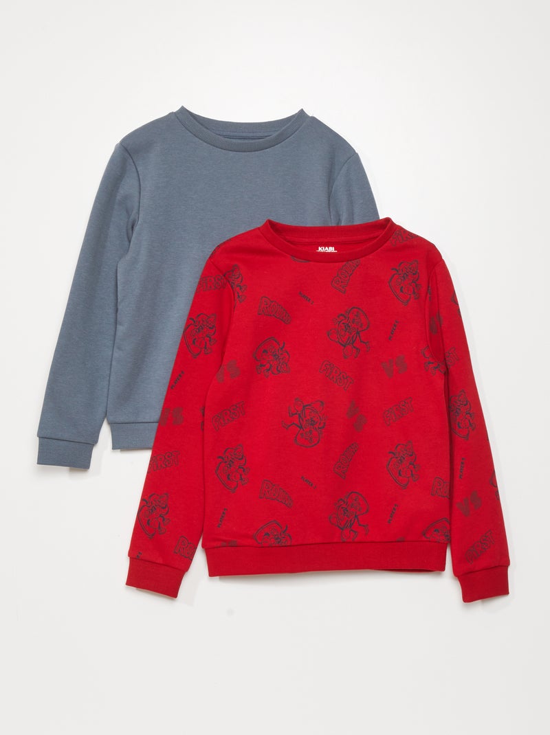 Lot de 2 sweats imprimés Rouge/gris - Kiabi