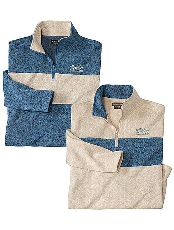 Lot de 2 Sweats Molleton Bicolores - ATLAS FOR MEN