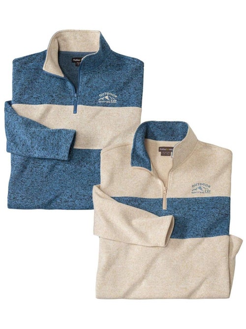 Lot de 2 Sweats Molleton Bicolores   - ATLAS FOR MEN - Kiabi