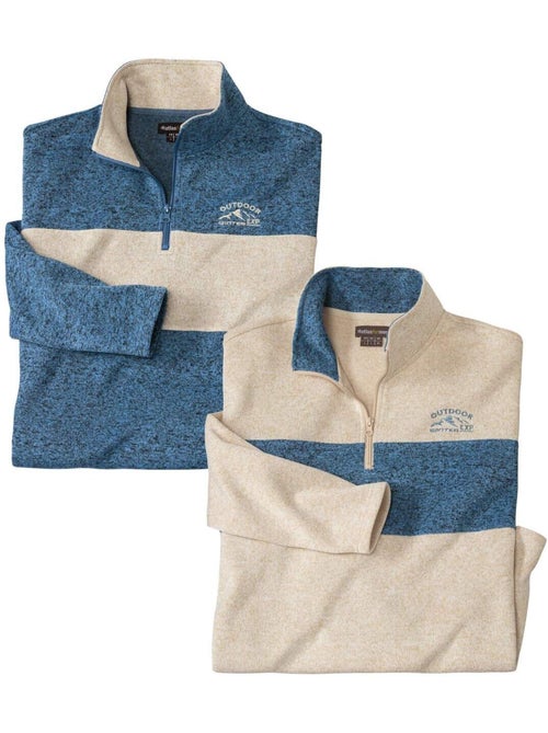 Lot de 2 sweats molleton bicolores - atlas for men - Kiabi Lot de 2 sweats molleton bicolores - atlas for men - Kiabi
