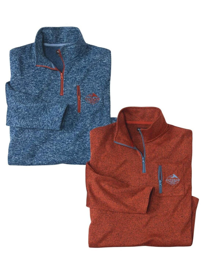 Lot de 2 Sweats Molleton Chiné Spring Travel   - ATLAS FOR MEN Bleu Rouge - Kiabi