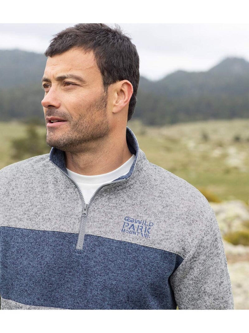 Lot de 2 Sweats Molleton Outdoor   - ATLAS FOR MEN Bleu Gris - Kiabi