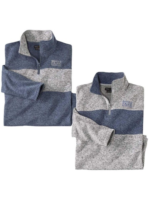 Lot de 2 sweats molleton zippés outdoor winter - atlas for men - Kiabi Lot de 2 sweats molleton zippés outdoor winter - atlas for men - Kiabi