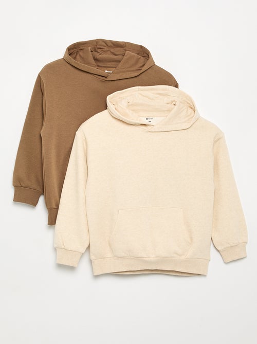 Lot de 2 sweats unis à capuche - Kiabi