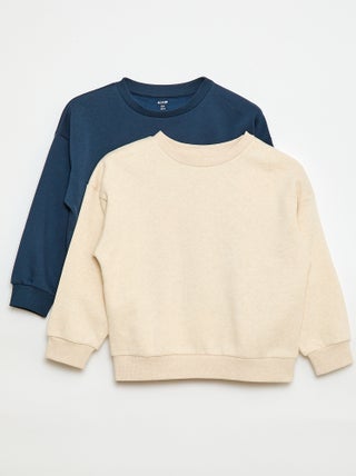 Lot de 2 sweats unis en molleton