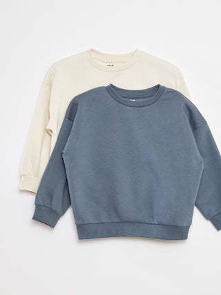 Lot de 2 sweats unis en molleton