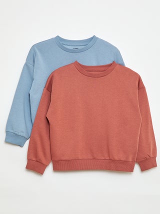 Lot de 2 sweats unis en molleton