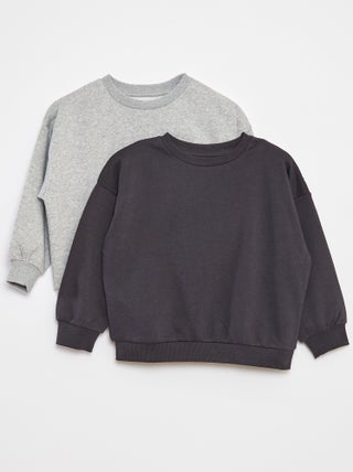 Lot de 2 sweats unis en molleton