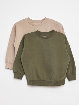Lot de 2 sweats unis en molleton