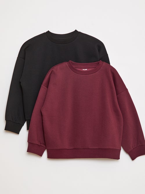 Lot de 2 sweats unis en molleton - Kiabi