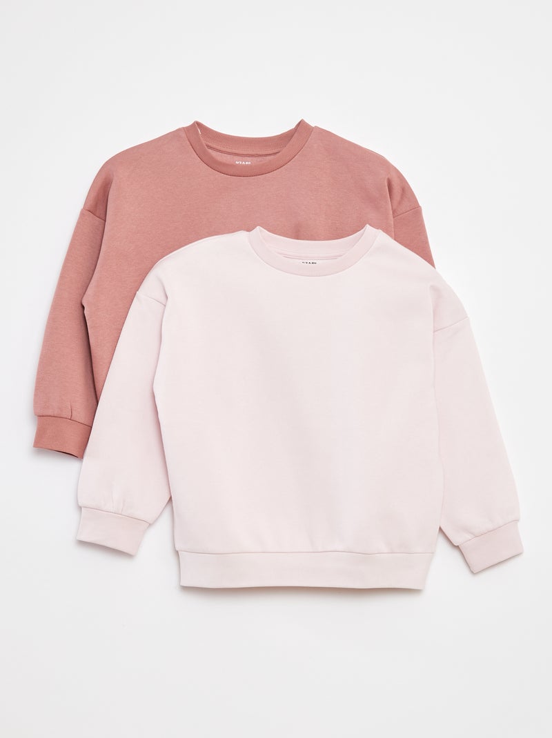 Lot de 2 sweats unis en molleton Rose - Kiabi