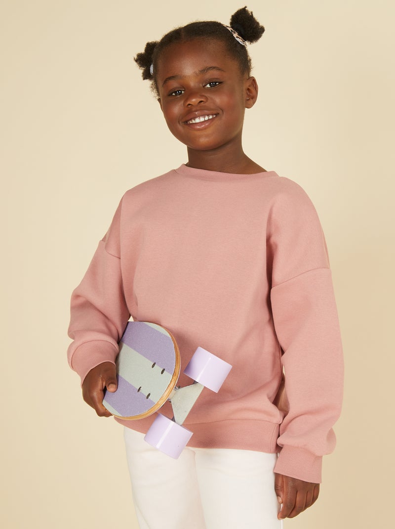 Lot de 2 sweats unis en molleton Rose - Kiabi