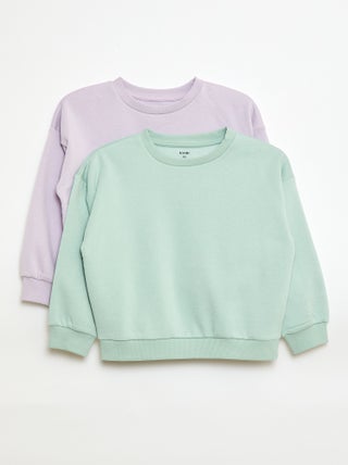 Lot de 2 sweats unis en molleton