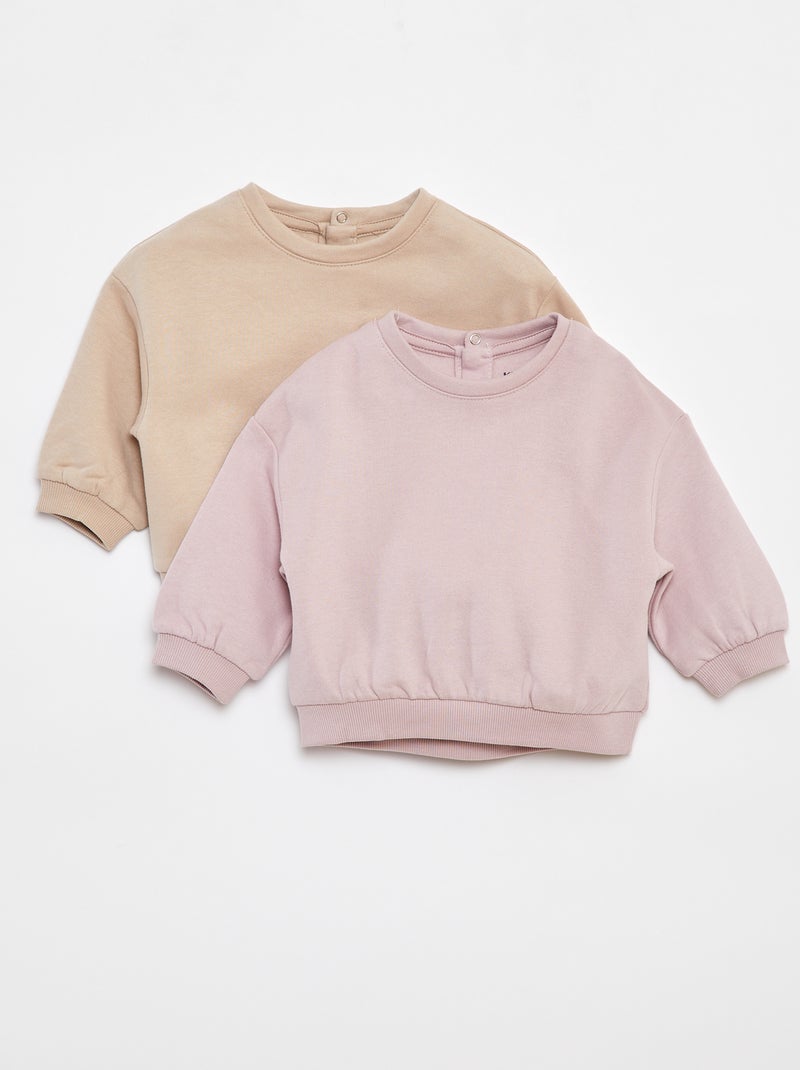Lot de 2 sweats unis oversize Beige - Kiabi