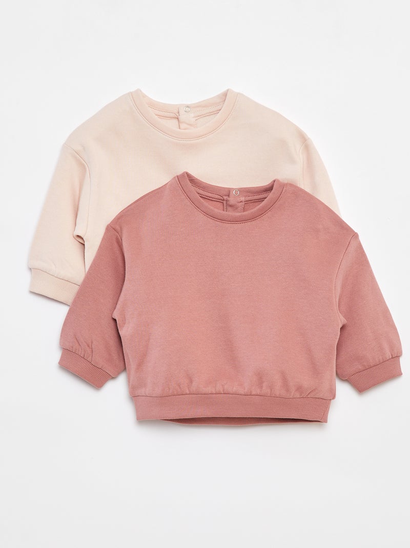 Lot de 2 sweats unis oversize Rose - Kiabi