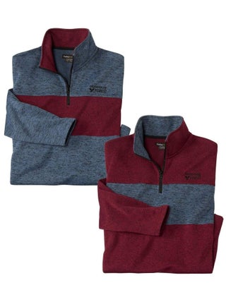 Lot de 2 Sweats Zippés en Molleton Chiné   - ATLAS FOR MEN