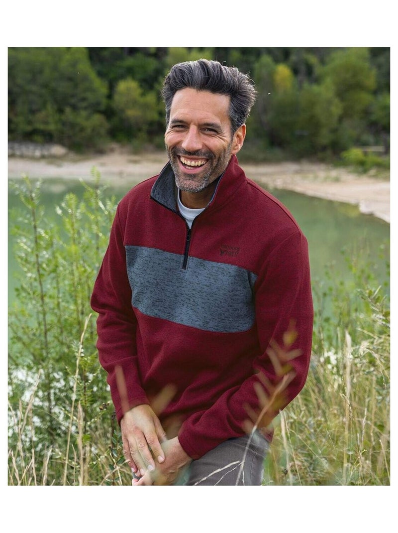 Lot de 2 Sweats Zippés en Molleton Chiné   - ATLAS FOR MEN Bleu Violet - Kiabi