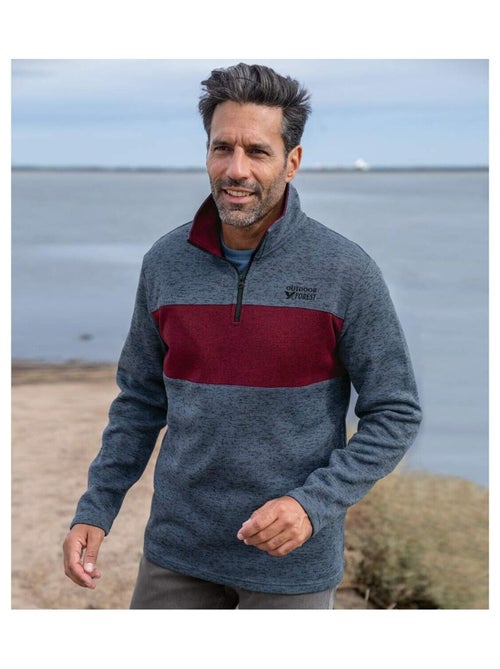 Lot de 2 Sweats Zippés en Molleton Chiné   - ATLAS FOR MEN - Kiabi