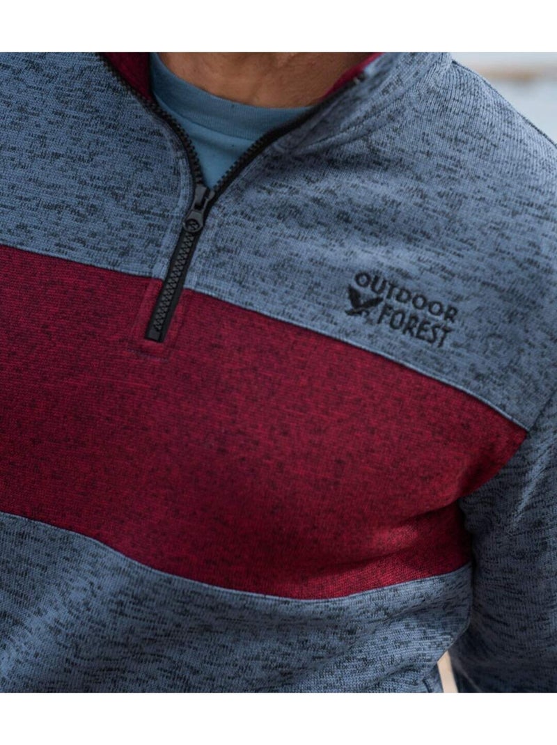 Lot de 2 Sweats Zippés en Molleton Chiné   - ATLAS FOR MEN Bleu Violet - Kiabi