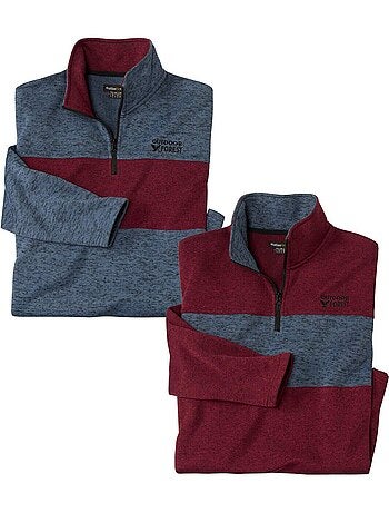 Lot de 2 sweats zippés en molleton chiné - atlas for men