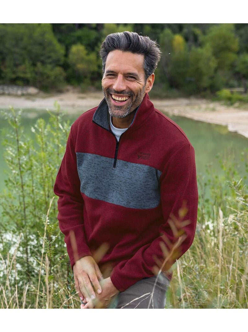 Lot de 2 sweats zippés en molleton chiné   - atlas for men Bleu Violet - Kiabi
