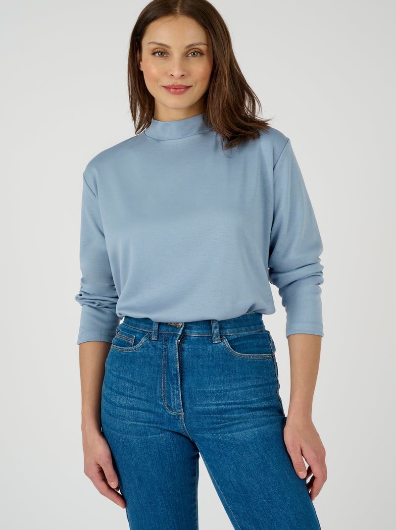 Lot de 2 t-shirt col montant - Damart Bleu Ecru - Kiabi