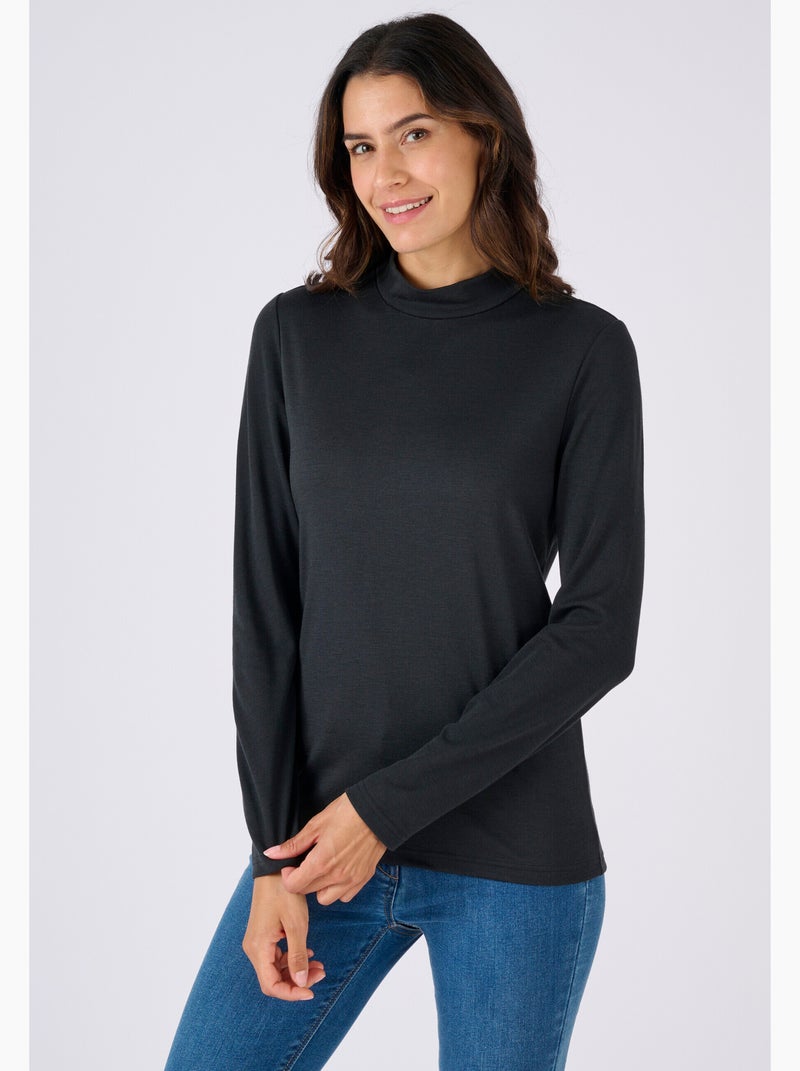 Lot de 2 t-shirt col montant - Damart Noir - Kiabi