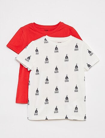 Lot de 2 t-shirts à manches courtes et col rond