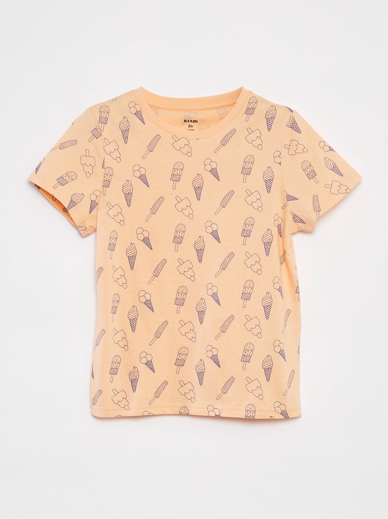 Lot de 2 t-shirts à manches courtes et col rond ORANGE - Kiabi