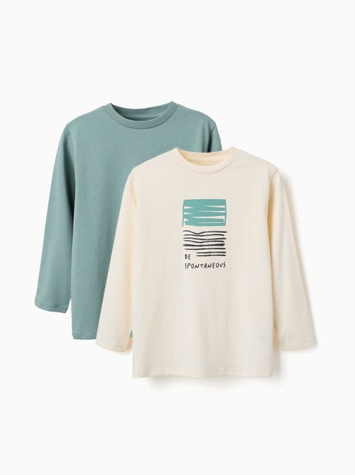 Lot de 2 T-shirts à manches longues avec imprimés - Kiabi Lot de 2 T-shirts à manches longues avec imprimés - Kiabi