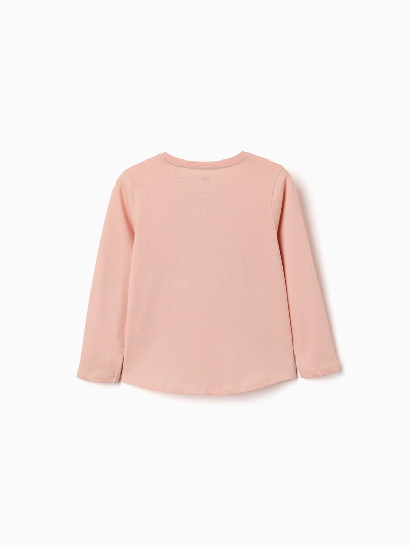 Lot de 2 T-shirts à manches longues avec imprimés de l'art Rose clair - Kiabi