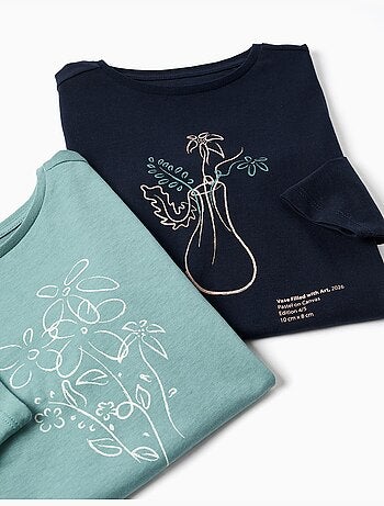 Lot de 2 T-shirts à manches longues avec imprimés de l'art