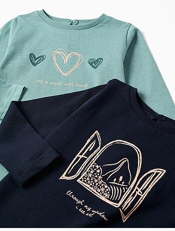 Lot de 2 T-shirts à manches longues avec imprimés de l'art