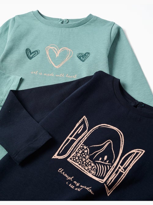 Lot de 2 T-shirts à manches longues avec imprimés de l'art - Kiabi Lot de 2 T-shirts à manches longues avec imprimés de l'art - Kiabi