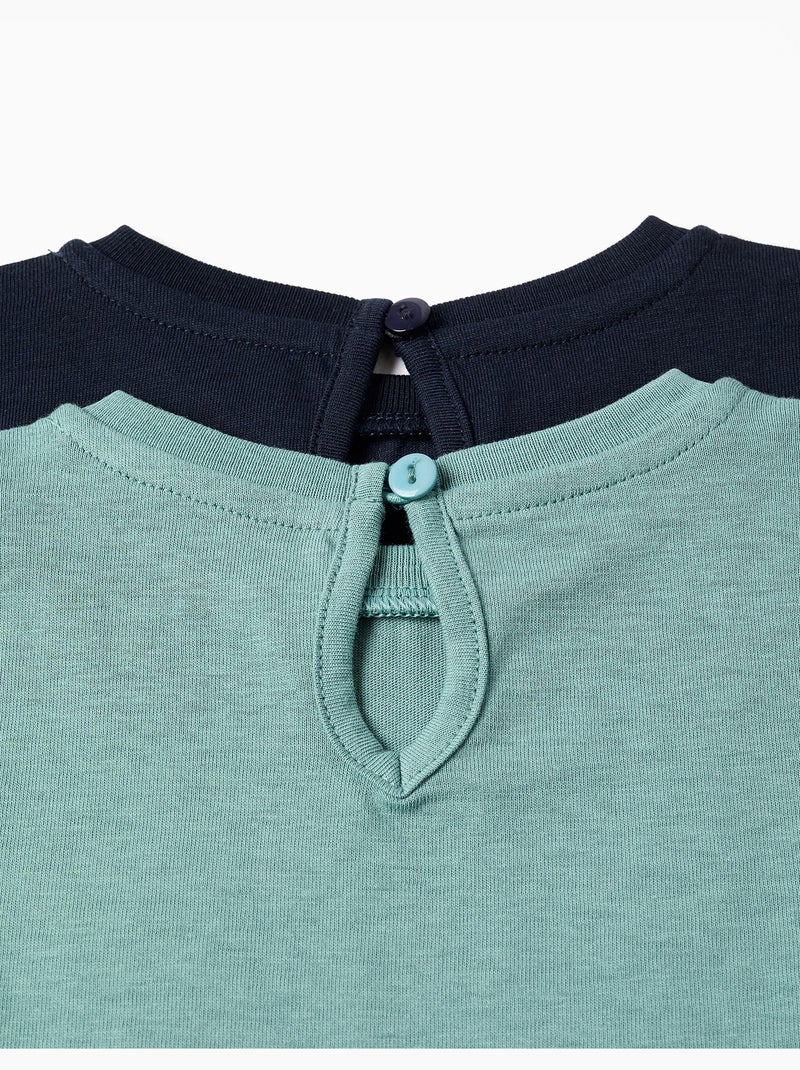 Lot de 2 T-shirts à manches longues avec imprimés de l'art Vert clair - Kiabi