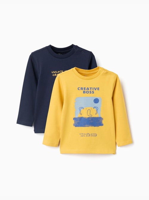 Lot de 2 T-shirts à manches longues avec imprimés - Kiabi