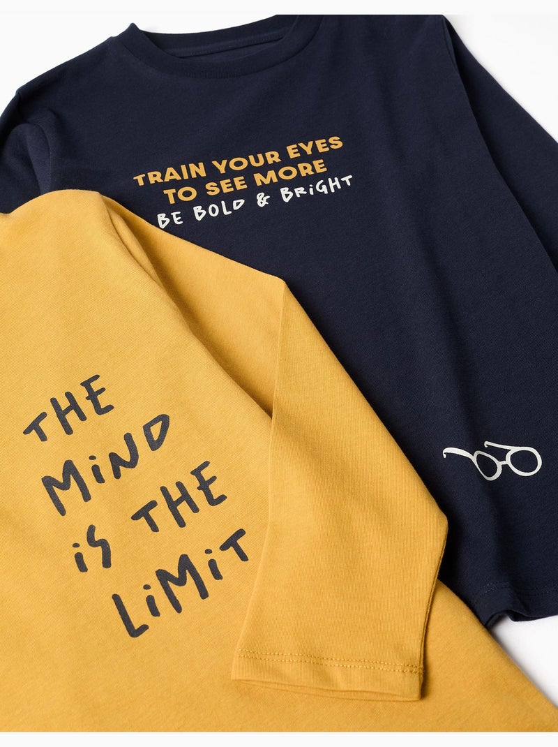 Lot de 2 T-shirts à manches longues avec imprimés Jaune - Kiabi