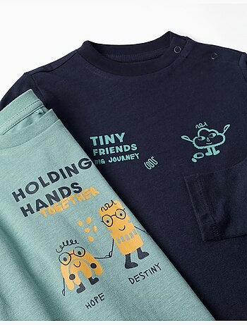 Lot de 2 t-shirts à manches longues avec imprimés