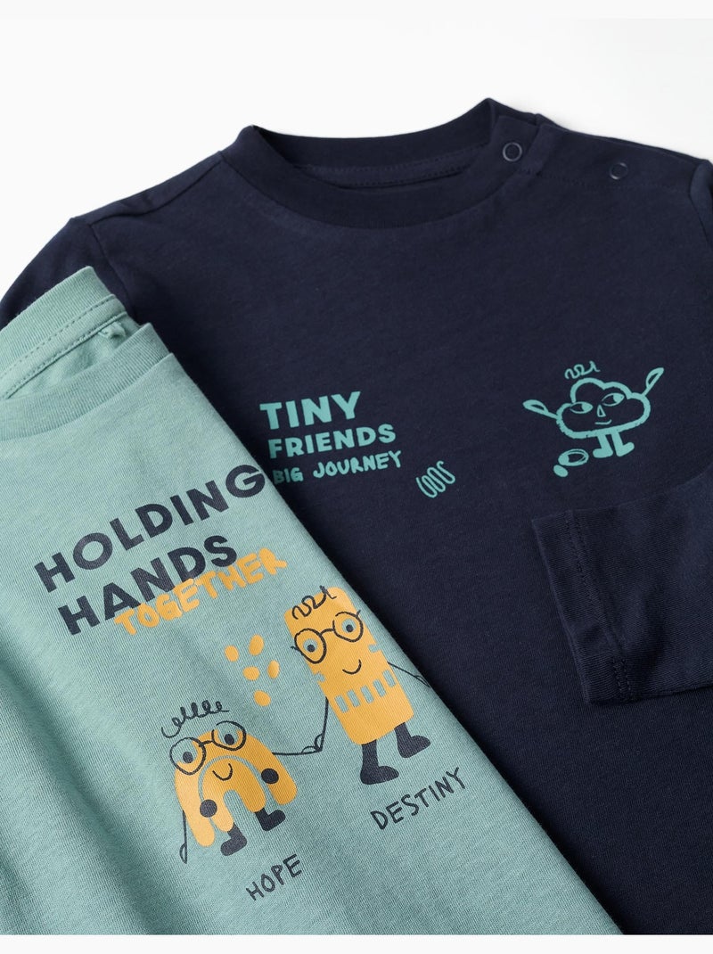 Lot de 2 t-shirts à manches longues avec imprimés Vert clair - Kiabi