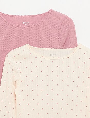 Lot de 2 T-shirts à manches longues en maille fantaisie