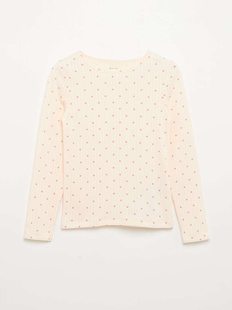 Lot de 2 T-shirts à manches longues en maille fantaisie Rose - Kiabi