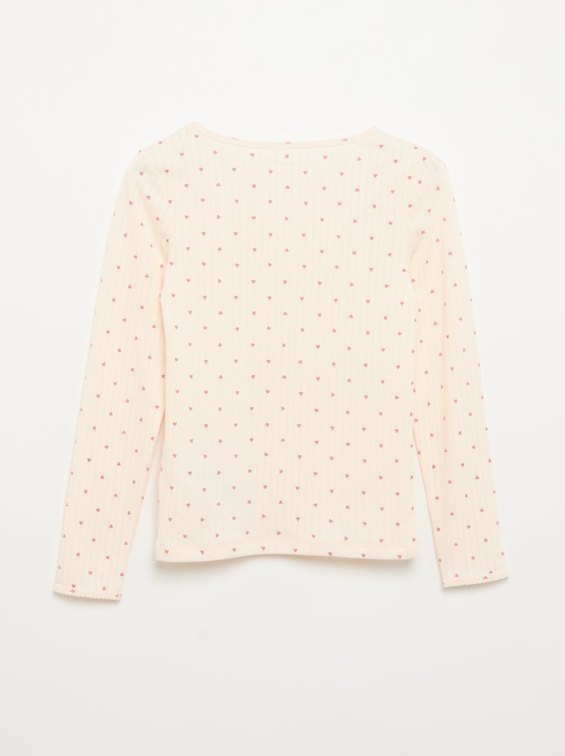 Lot de 2 T-shirts à manches longues en maille fantaisie Rose - Kiabi