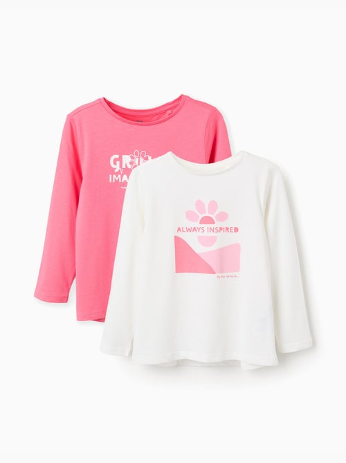 Lot de 2 T-shirts à manches longues et imprimés - Kiabi