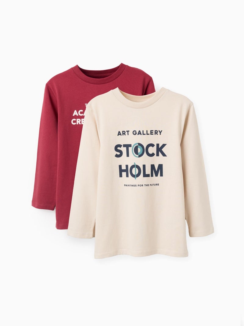 Lot de 2 T-Shirts à Manches Longues Stockholm Gris clair - Kiabi